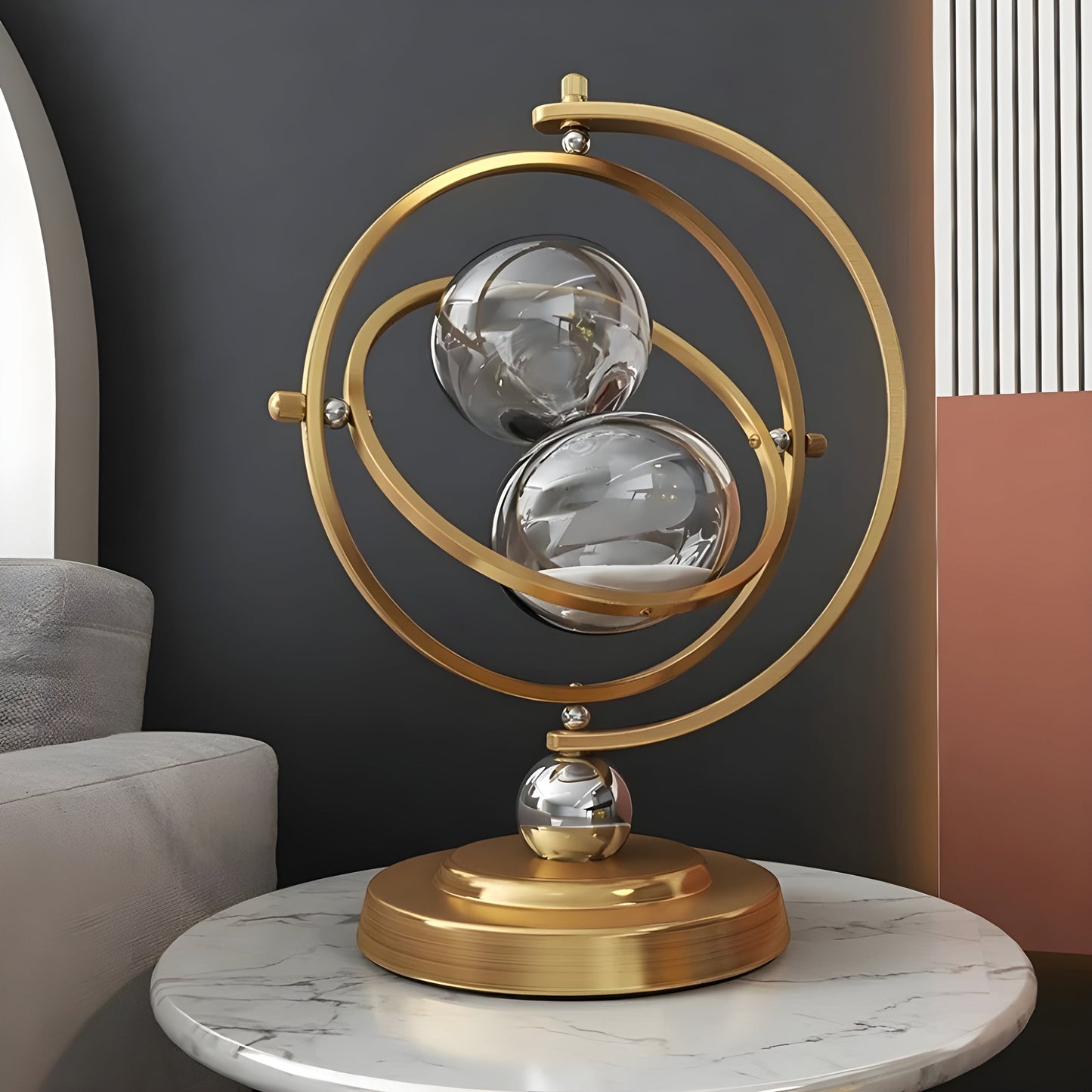 Sanduhr im Globusdesign – Vintage-Look, Antikstil für Wohnzimmer oder Büro | Brehn