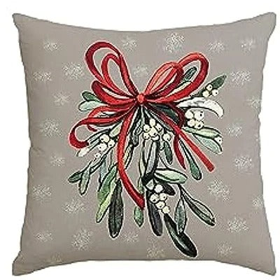 Brehn | MerryCushion – Grüner Kissenbezug mit festlichem Weihnachtsdruck 45x45 cm