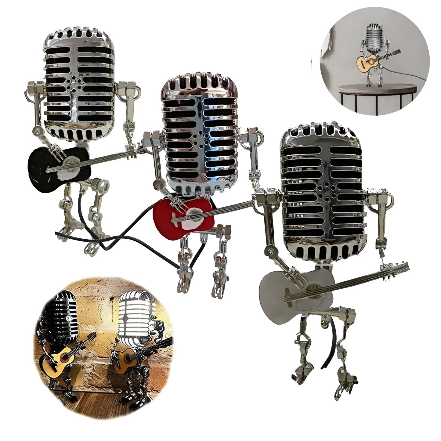 Robot Tischlampe mit Gitarre – LED-Deko im Vintage-Stil für den Schreibtisch | Brehn