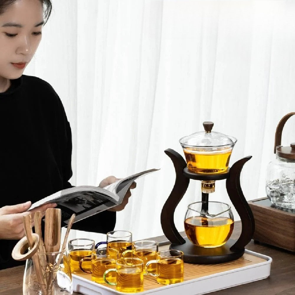 Teeservice aus Glas mit Magnetfluss – halbautomatische Kanne, hitzebeständig und elegant