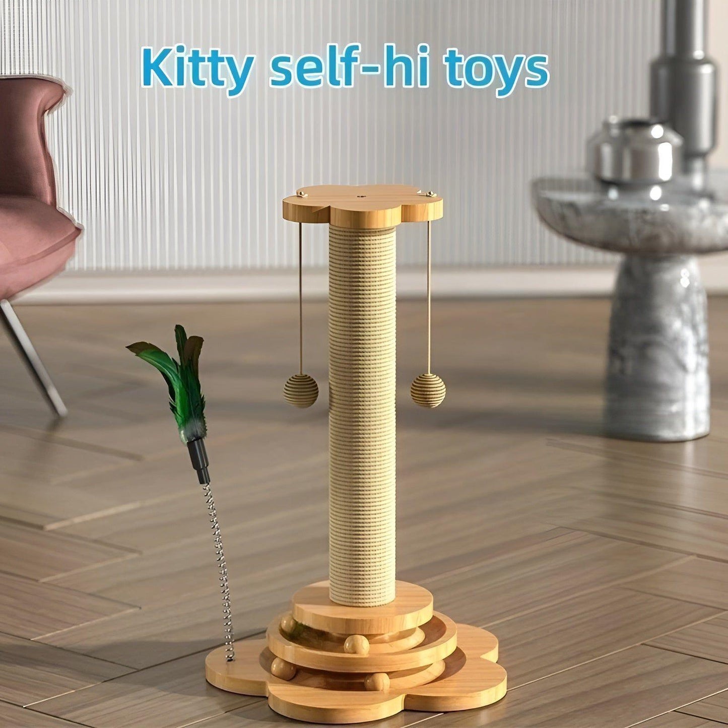 WhiskerWood Spielzeug - Langlebiges Holzspielzeug mit Bällen für Katzen | Brehn
