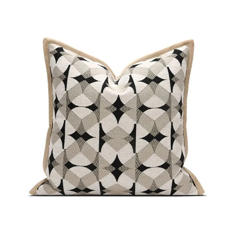 Brehn | RegalRest Sofakissenbezug - Geometrischer Kissenbezug in Schwarz und Khaki - Moderne Eleganz