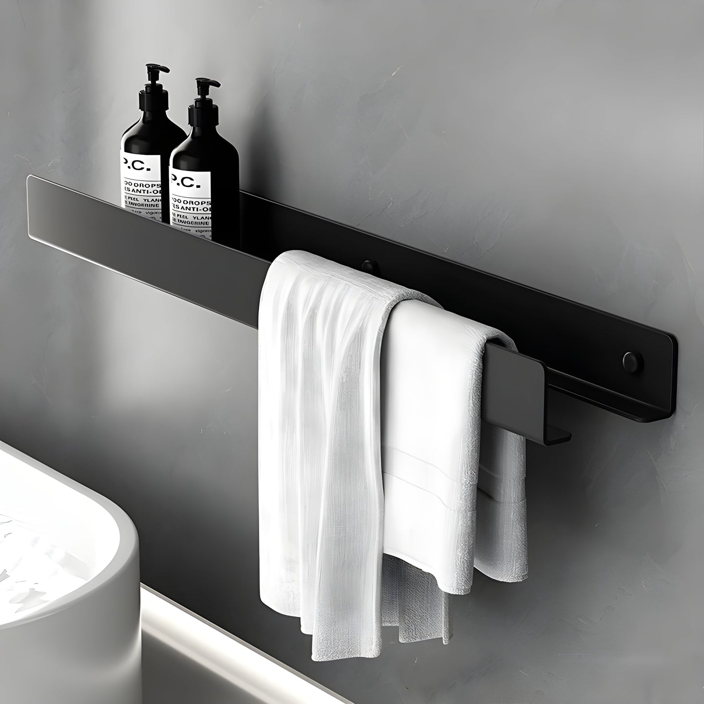 Brehnack Badezimmerregal – Modernes Design mit Handtuchhalter | Praktische Aufbewahrung fürs Badezimmer