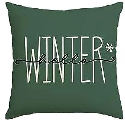 Brehn | MerryCushion – Grüner Kissenbezug mit festlichem Weihnachtsdruck 45x45 cm
