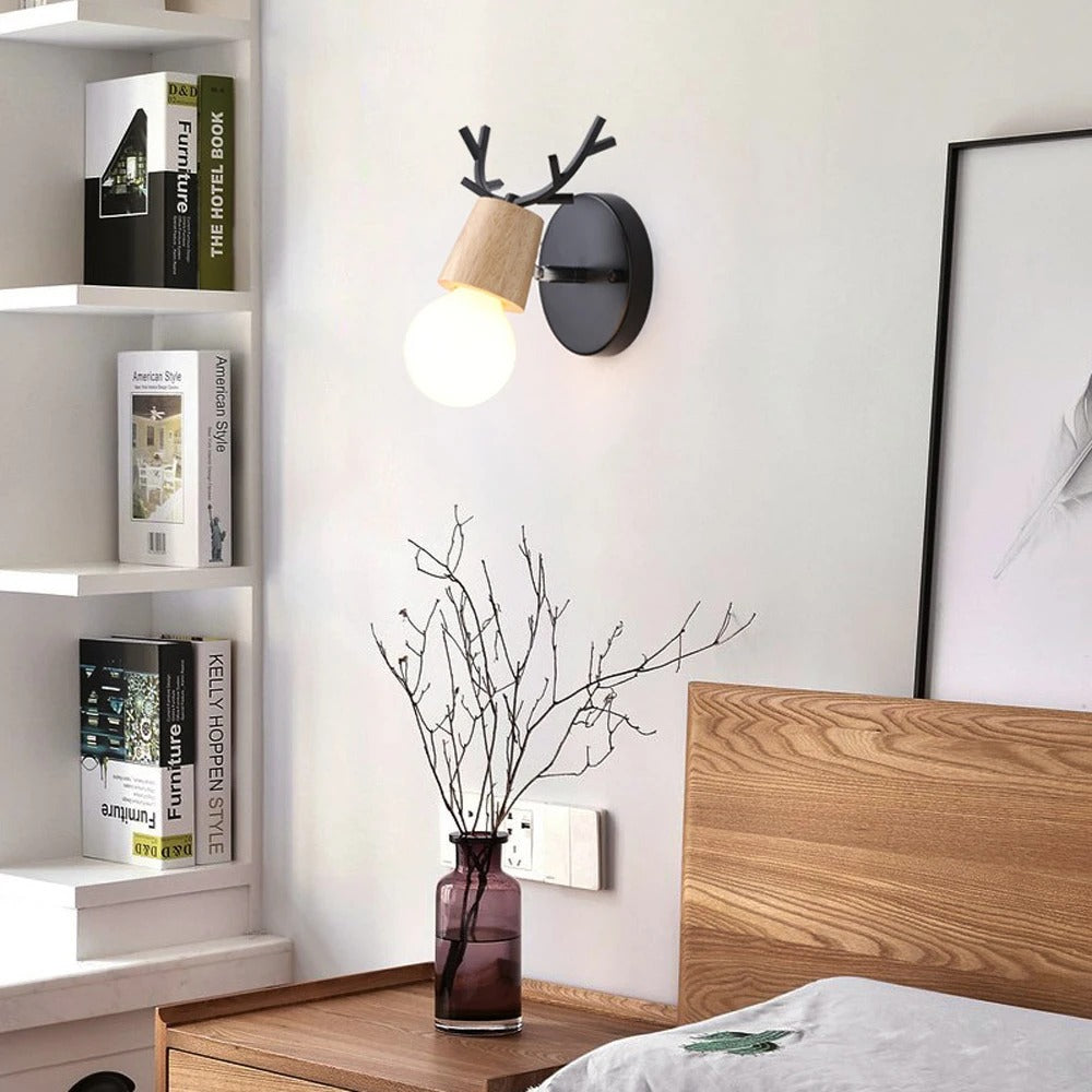 Deer Antler Wand Nachttischlampe Wandleuchte im nordischen Stil Design | Brehn