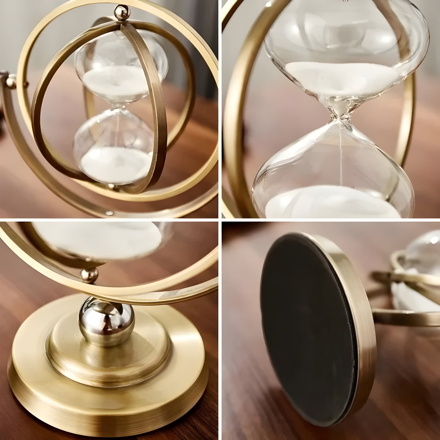 Sanduhr im Globus-Design – Vintage-Look, antiker Stil für Wohnzimmer oder Büro