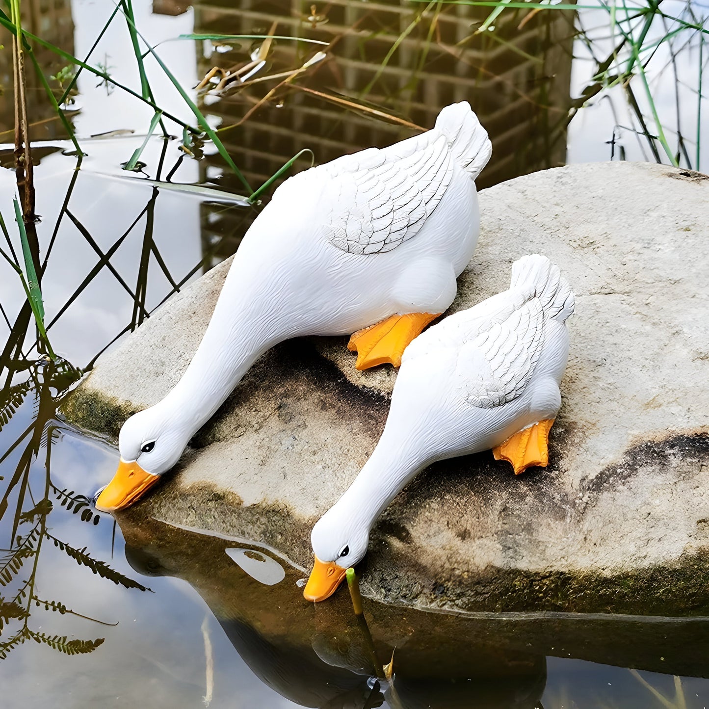 PuddlePals Skulptur – Enten- und Gänsefigur im Landhausstil
