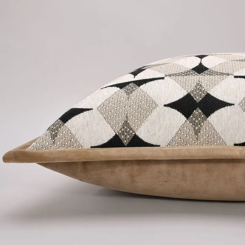 Brehn | RegalRest Sofakissenbezug - Geometrischer Kissenbezug in Schwarz und Khaki - Moderne Eleganz