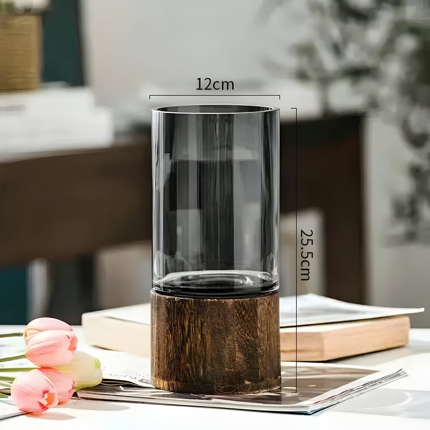 TranquilBrehnoom Vase – Europäische Hydroponik-Vase aus Holz und Glas