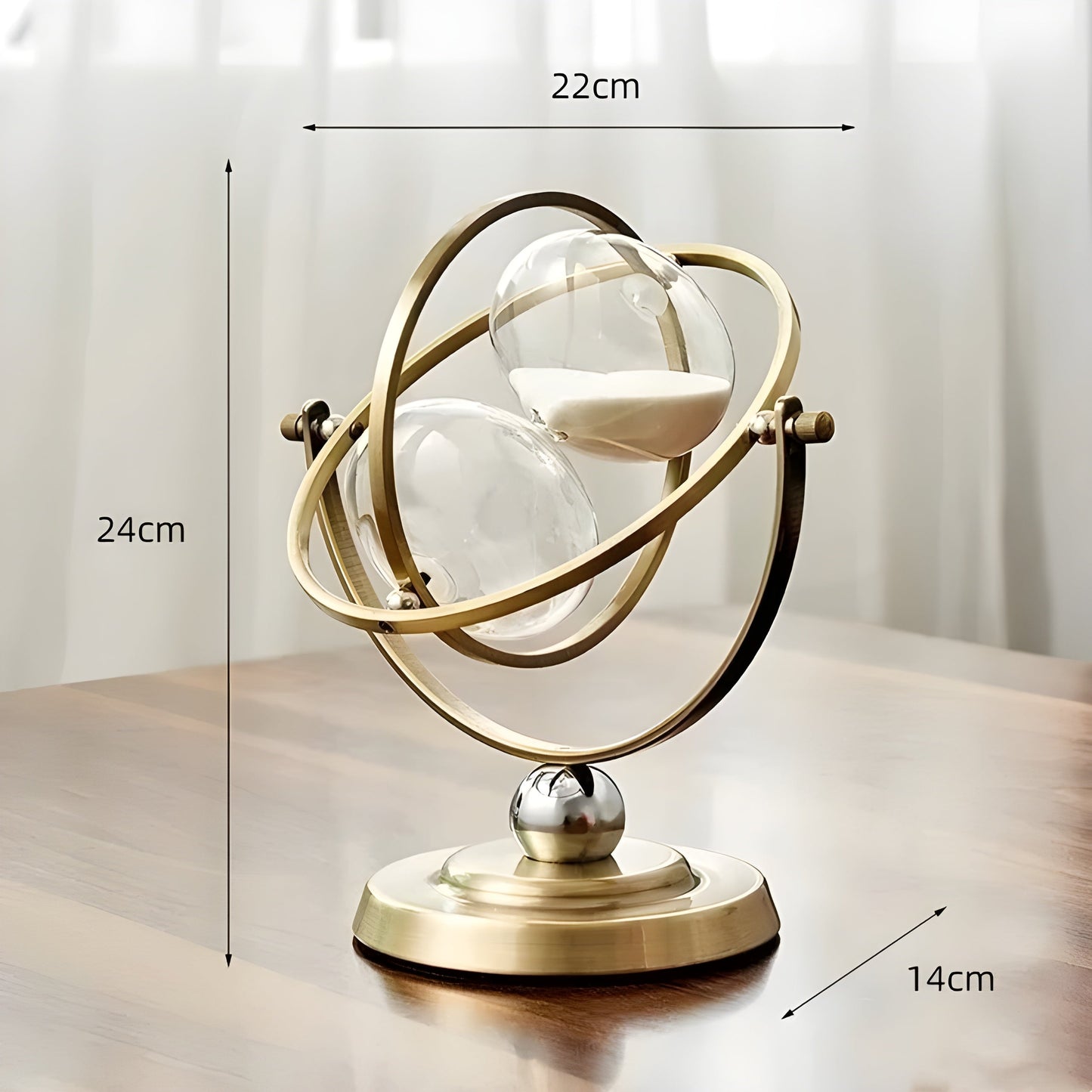 Sanduhr im Globus-Design – Vintage-Look, antiker Stil für Wohnzimmer oder Büro