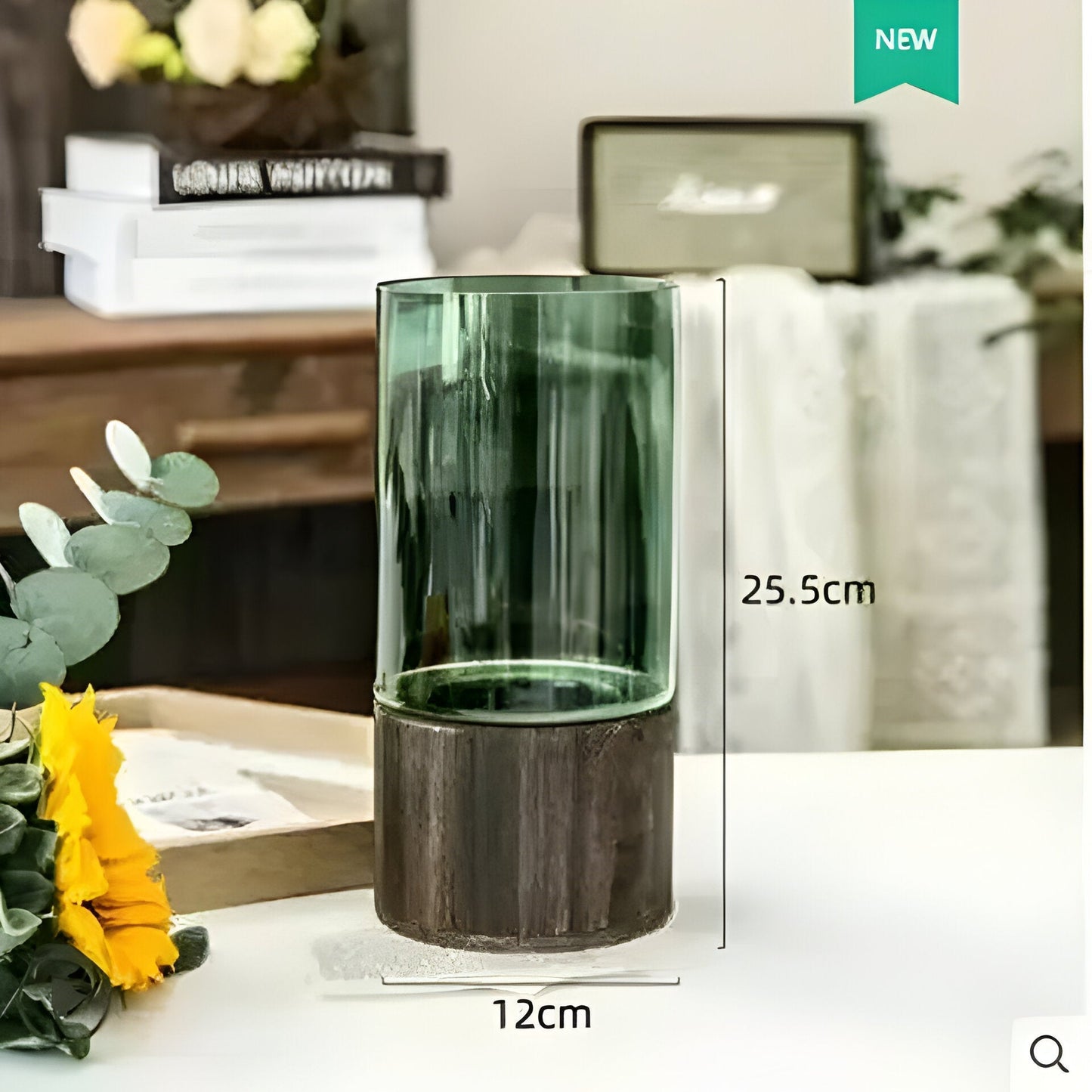 TranquilBrehnoom Vase – Europäische Hydroponik-Vase aus Holz und Glas