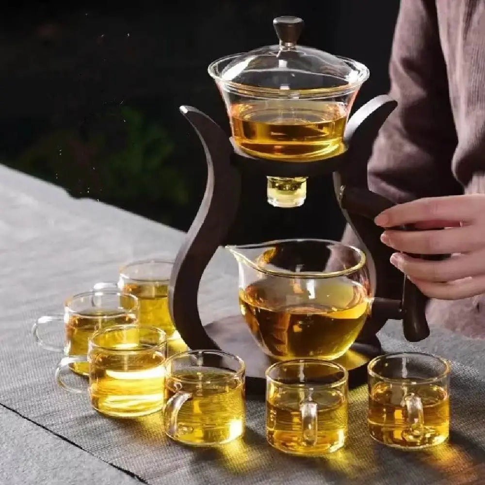 Teeservice aus Glas mit Magnetfluss – halbautomatische Kanne, hitzebeständig und elegant