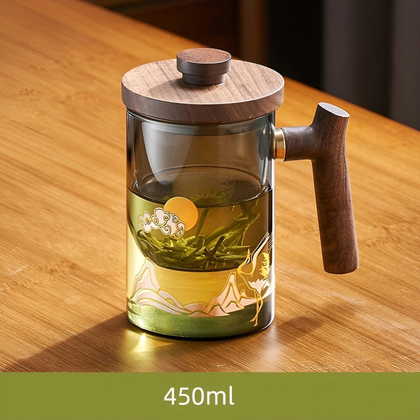 Teeglas mit Holzgriff – hitzebeständig und mit Teesieb | Ideal für Zuhause