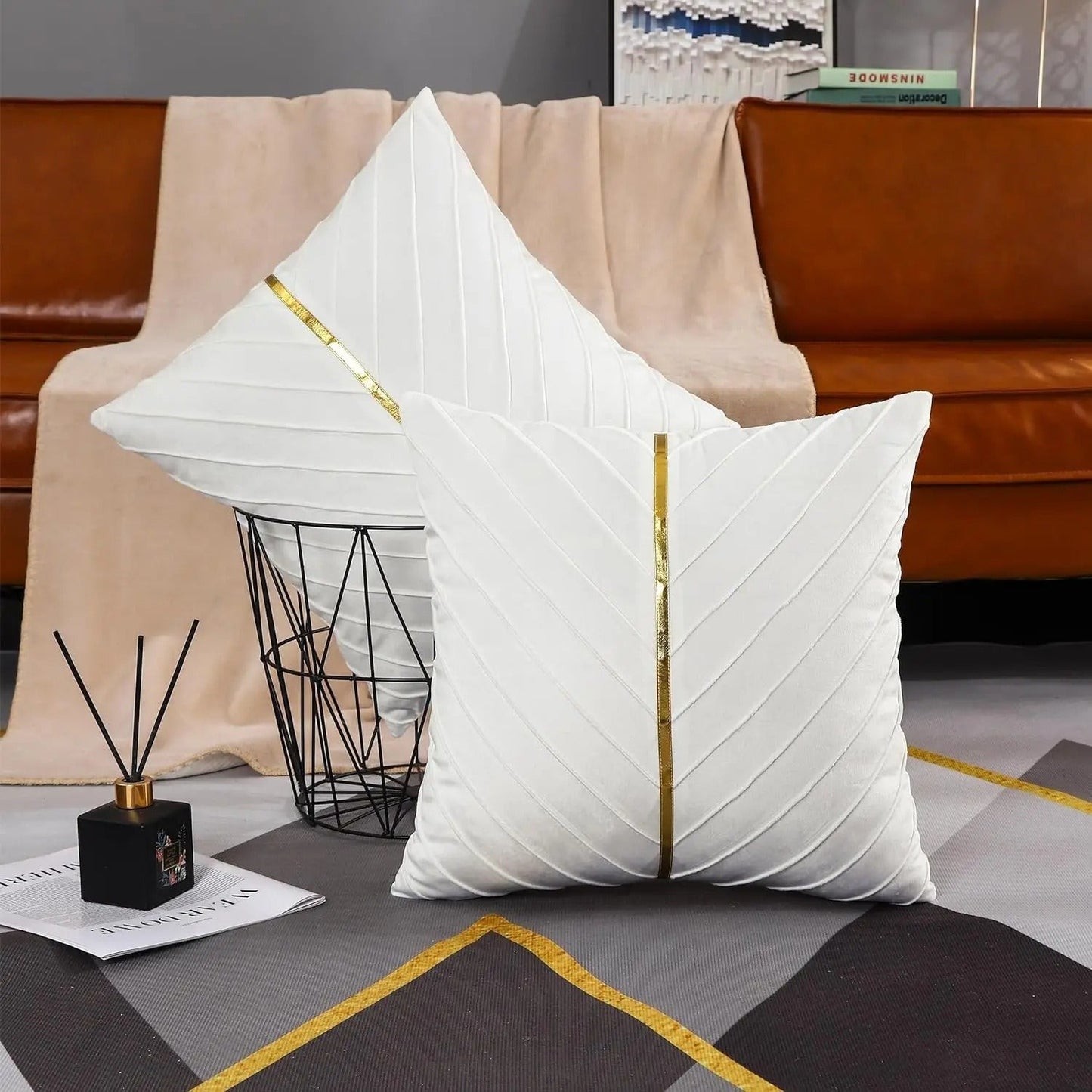Brehn | Noir Élégance Kissenbezug - Luxuriöser Samt-Kissenbezug mit goldenen Pailletten - Verfeinern Sie Ihr Interieur