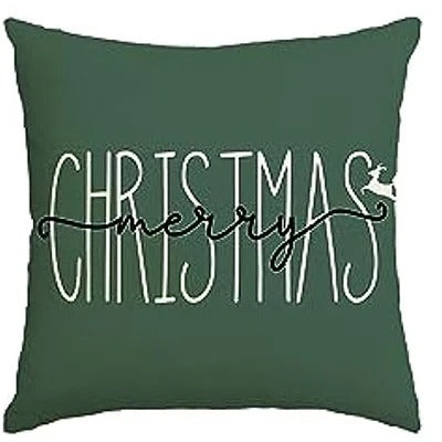 Brehn | MerryCushion – Grüner Kissenbezug mit festlichem Weihnachtsdruck 45x45 cm