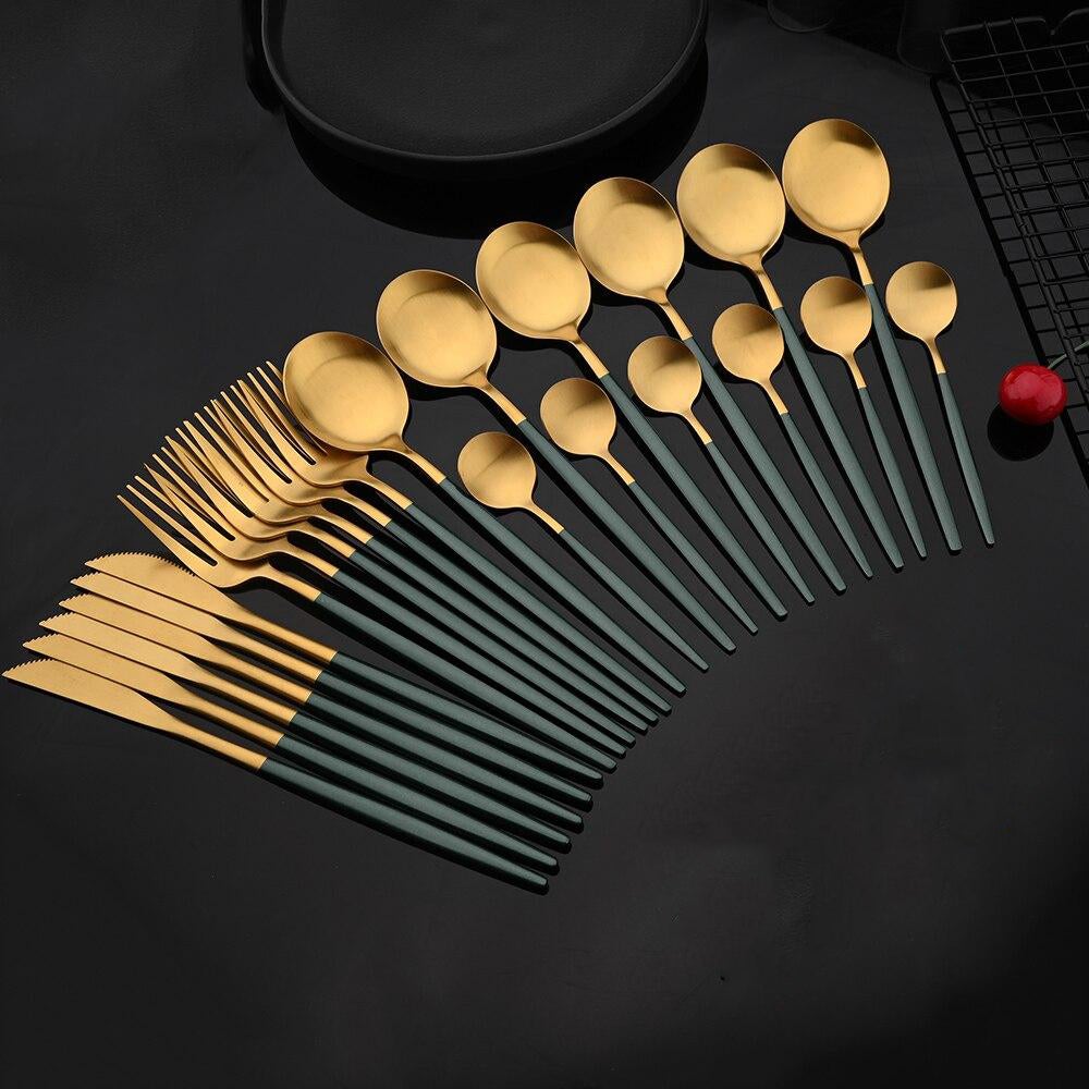 Brehn | RoyalGlimmer Gold Besteckset - Gold Besteckset für eine luxuriöse Tischdekoration