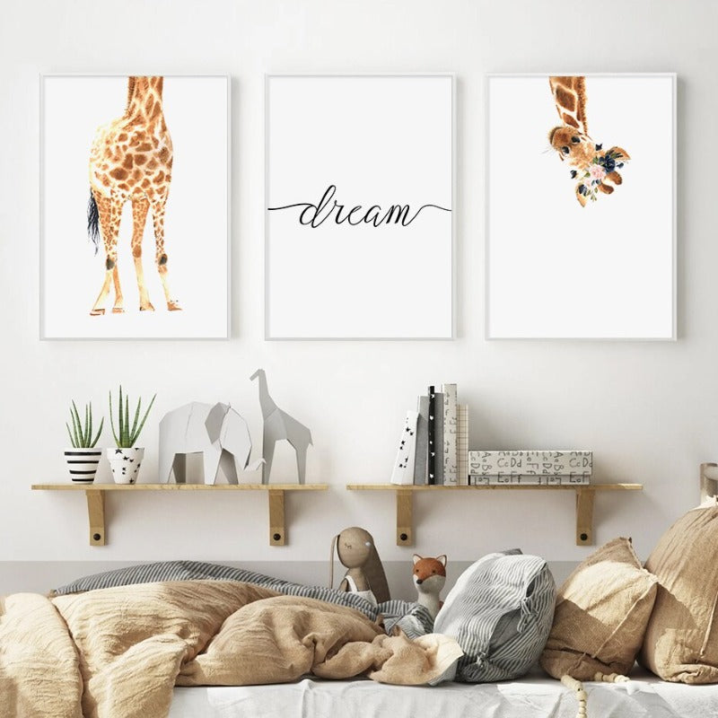 Süße Giraffe Traum Aquarell - Leinwand Wandkunst Druck