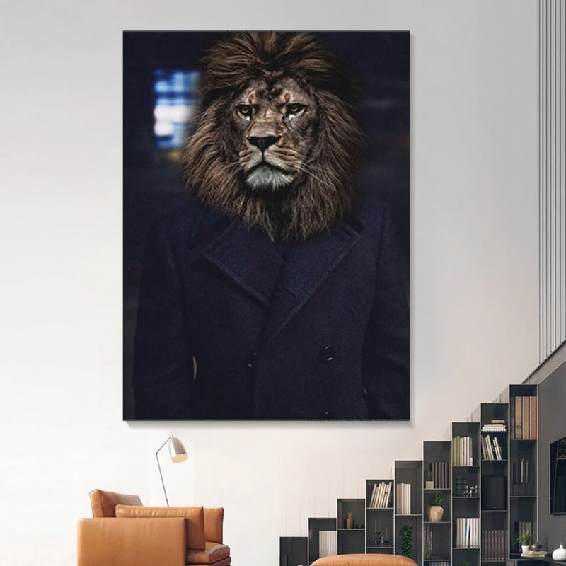 Abstraktes Tier- & Menschenposter - Leinwand Wandkunstdruck
