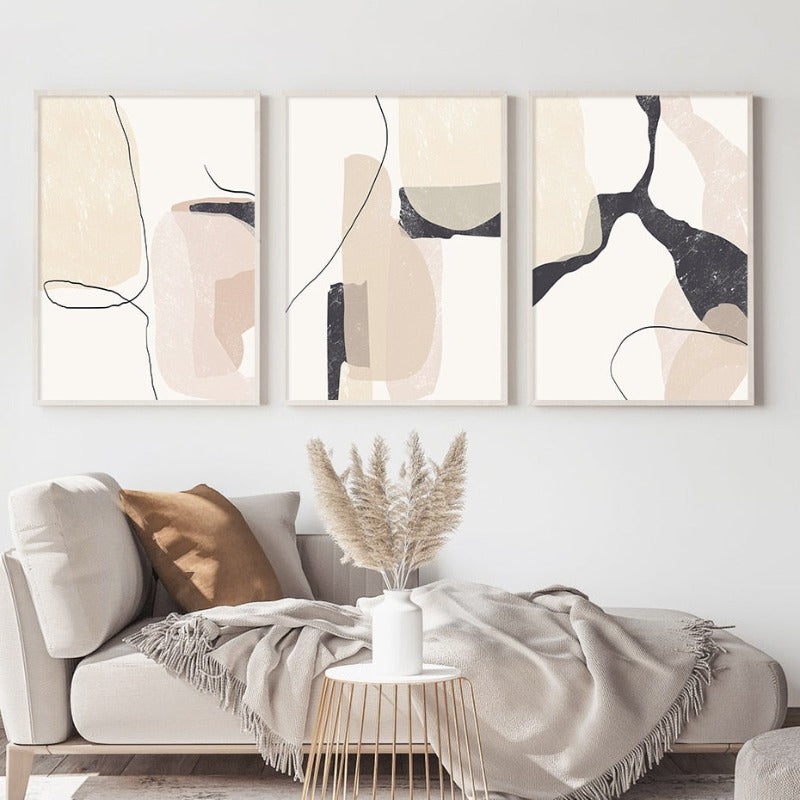 Abstract Beige Marble Geometric Shapes - Leinwand Wandkunstdruck