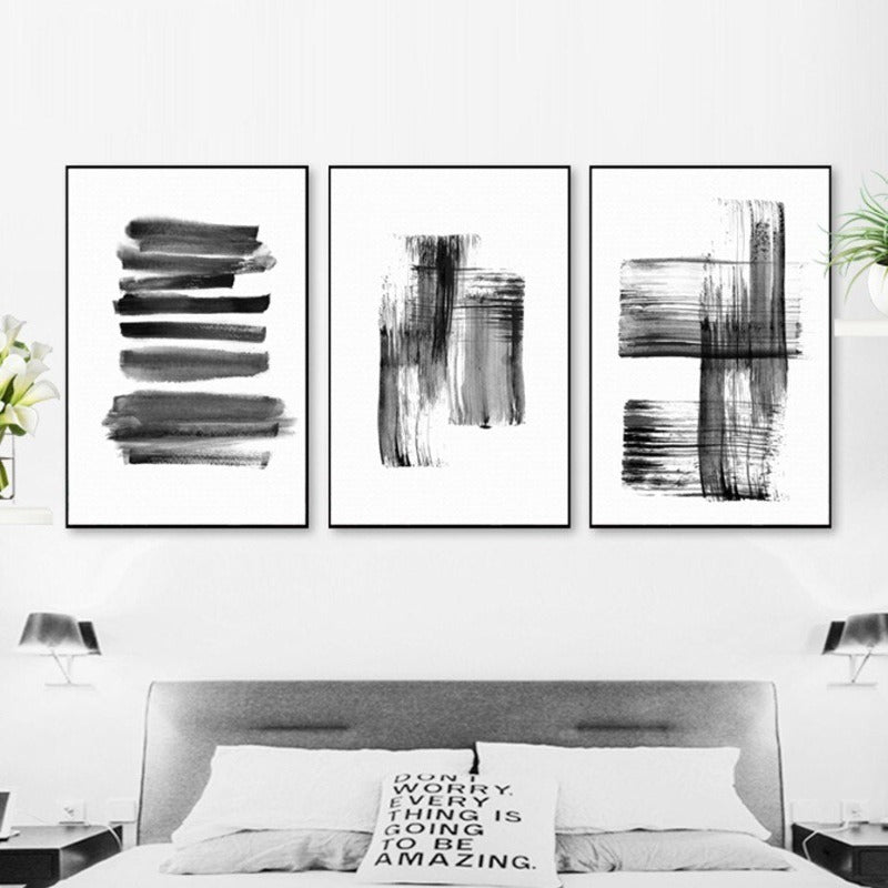 Abstracte Tintenbürstenstriche - Leinwand Wandkunstdruck