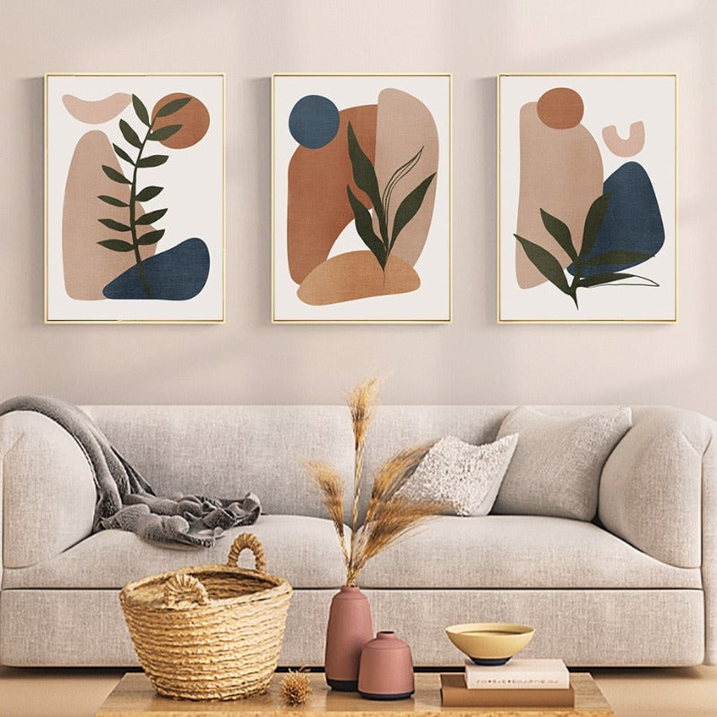 Minimalistische abstrakte grüne Blatt Bohemia - Leinwand Wandkunst Druck