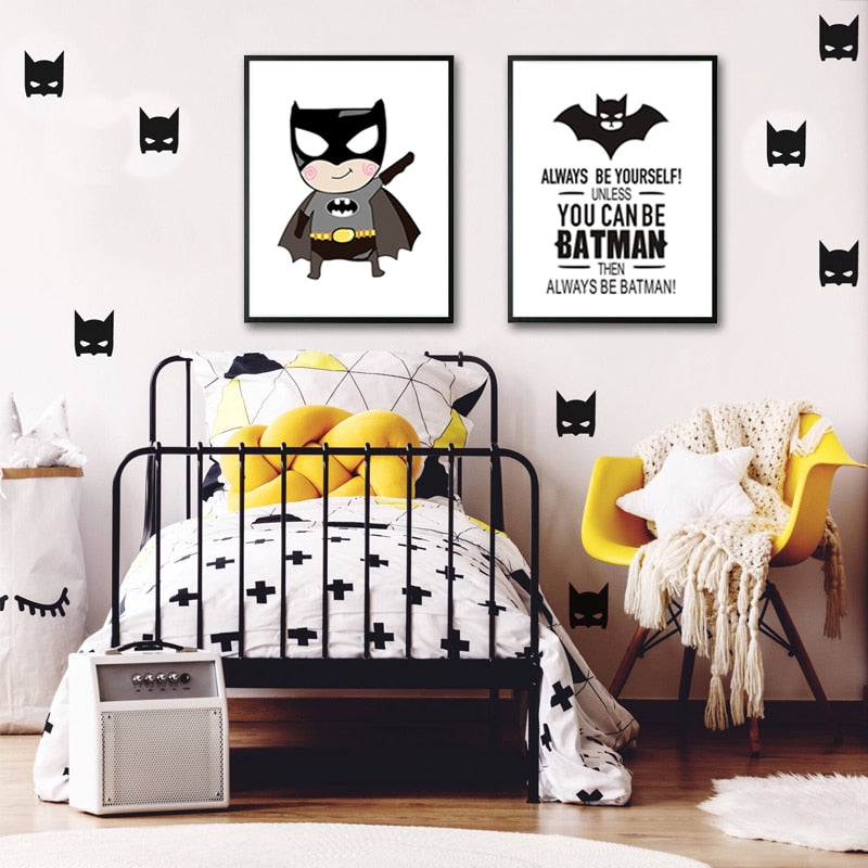 Klassisches Cartoon Batman Kinder-Canvas-Wandkunst-Druck