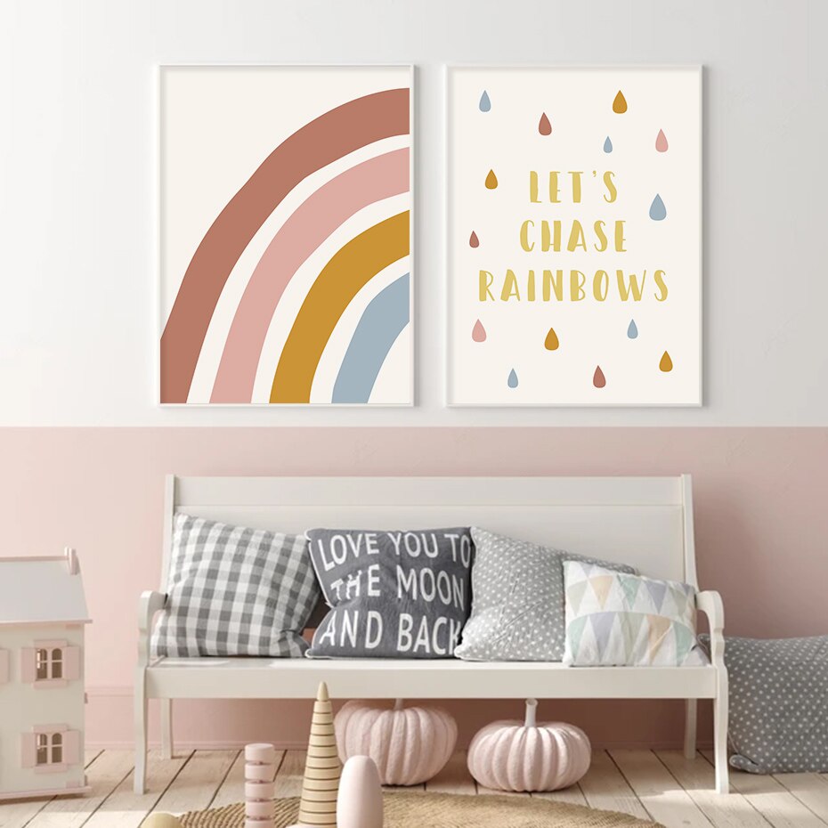 Let's Chase Rainbows Kids - Leinwand Wandkunst Druck