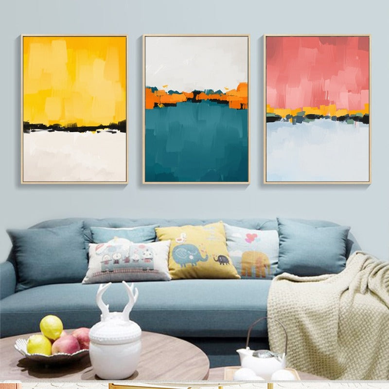 Abstract Multi Farben Pinselstrich - Leinwand Wandkunst Druck