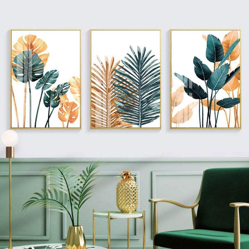 Moderne tropische Palmenblätter - Leinwand Wandkunst Druck