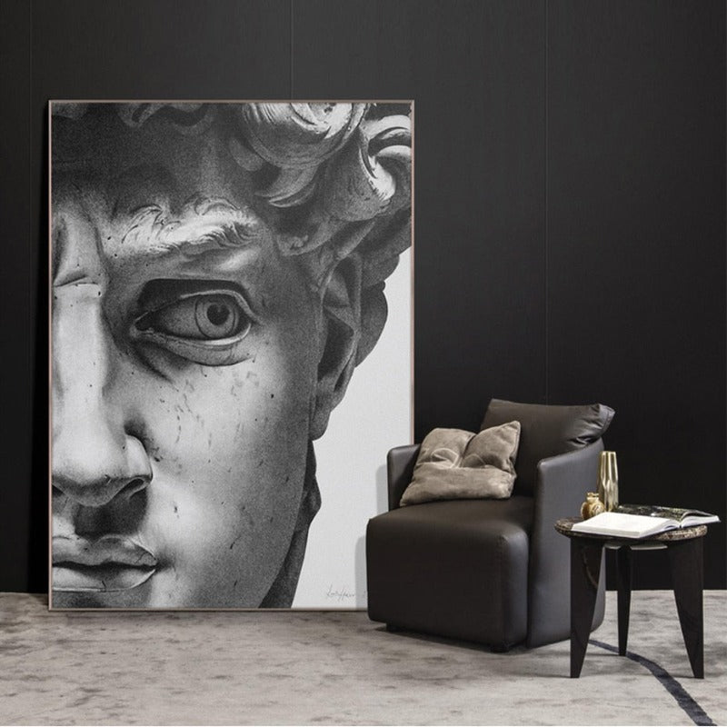 Moderne Gipsskulptur von David – Kunstdruck auf Leinwand