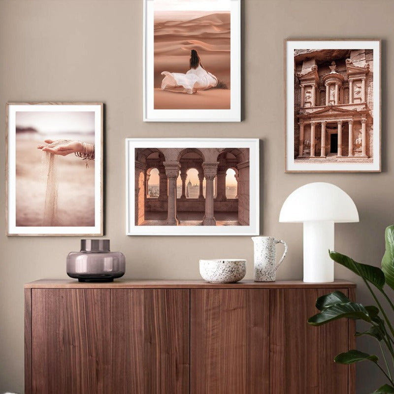 Marokkanische Wüste & Architektur - Leinwand Wandkunstdruck