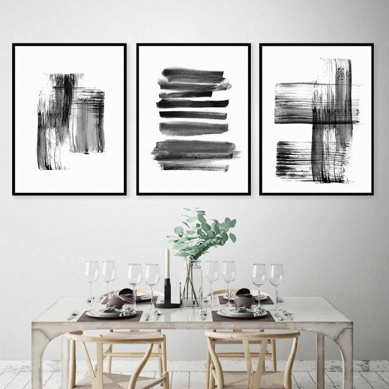 Abstracte Tintenbürstenstriche - Leinwand Wandkunstdruck