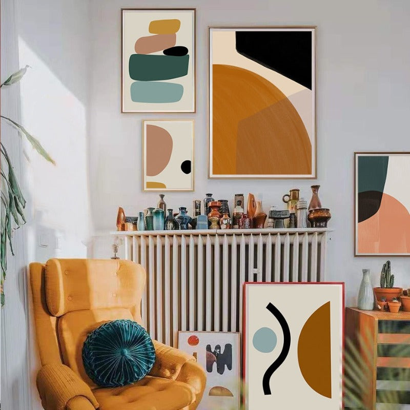 Boho Moderne Abstrakte Geometrische Grafische Textur - Leinwand Wandkunst Druck