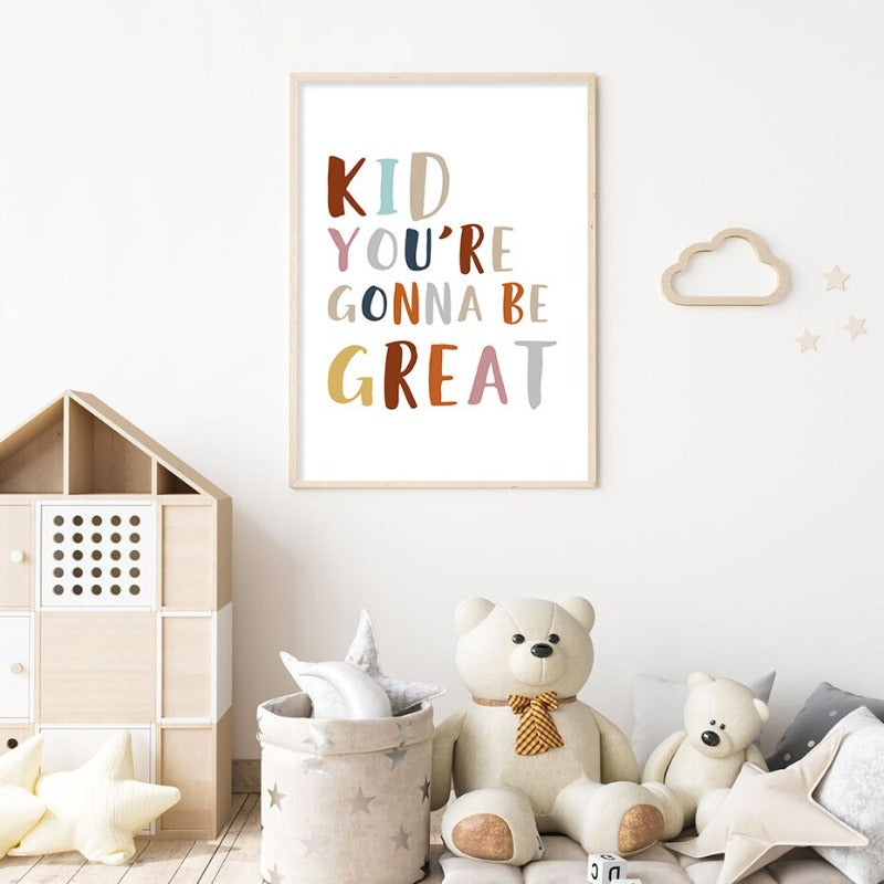 Boho Rainbow Neutral Nursery Motivational - Canvas Wandkunst Druck