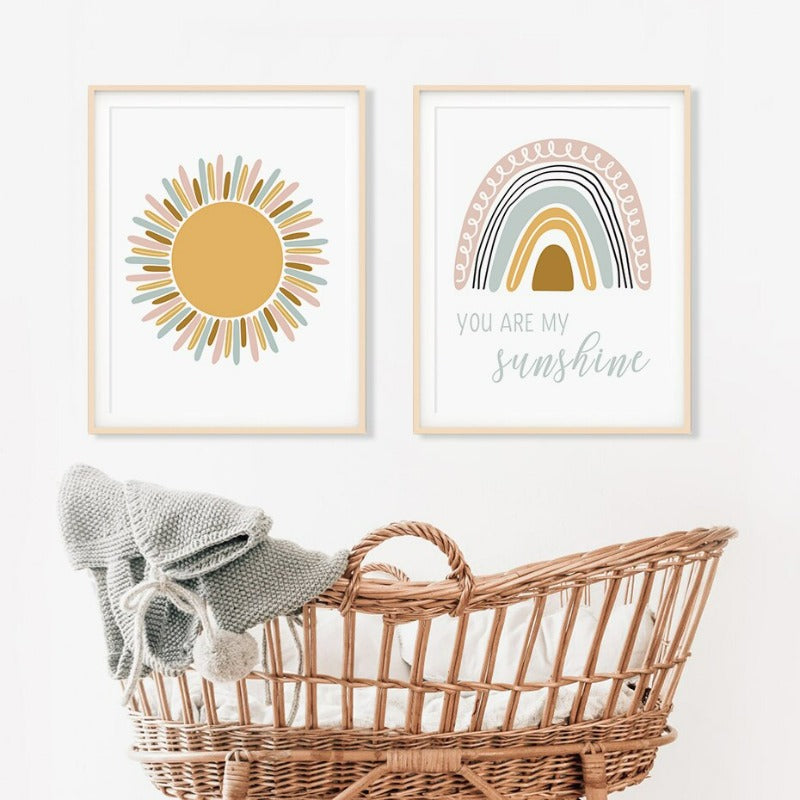 Clouds Sunshine Lovely Mountain Nursery - Leinwand Wandkunst Druck