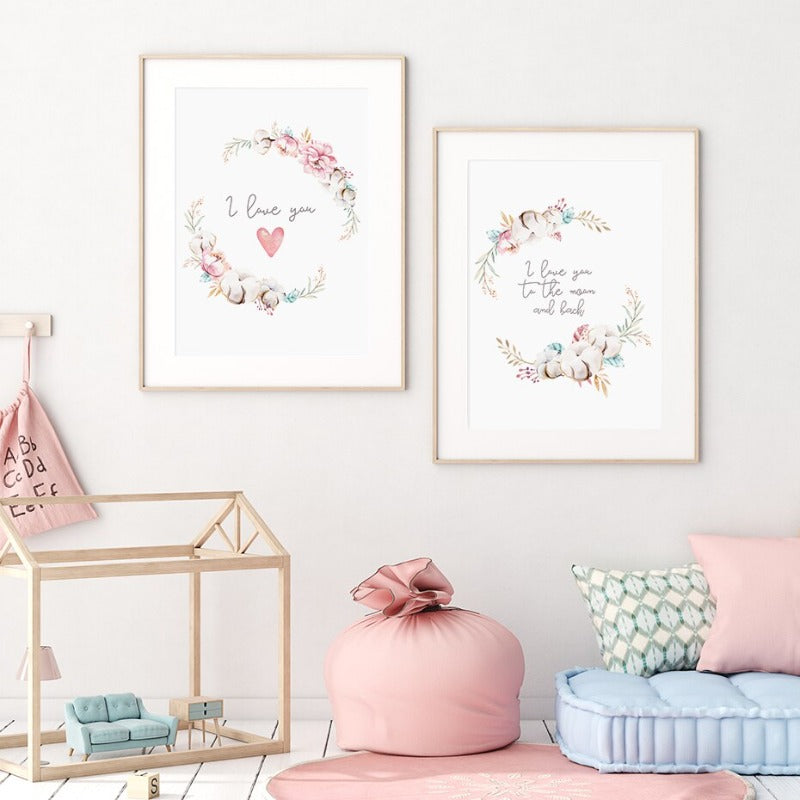 Loving Koala Mutter & Baby Girlande - Canvas Wandkunst Druck