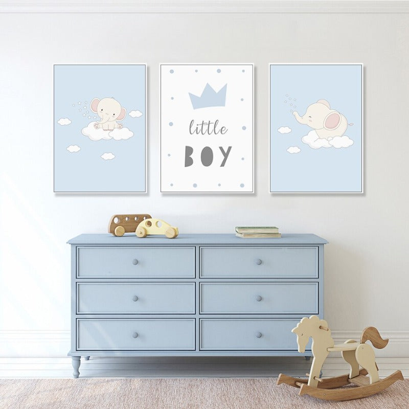 Cartoon Glücklicher kleiner Elefant Kinderzimmer - Canvas Wandkunst Druck