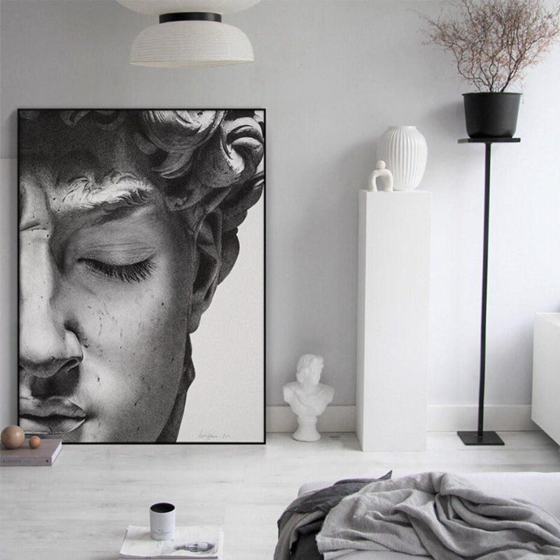 Moderne Gipsskulptur von David – Kunstdruck auf Leinwand