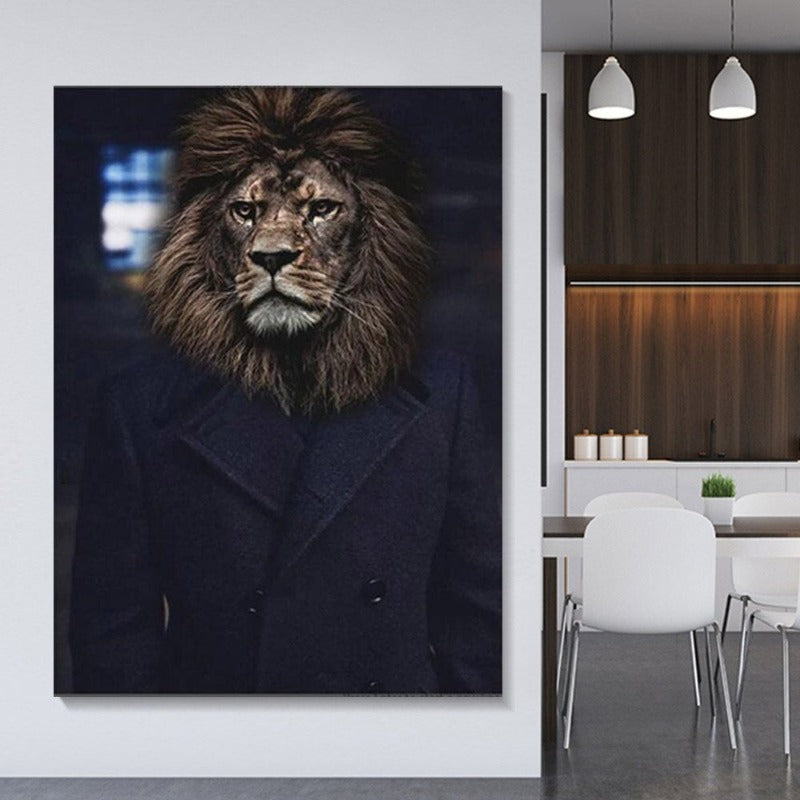 Abstraktes Tier- & Menschenposter - Leinwand Wandkunstdruck