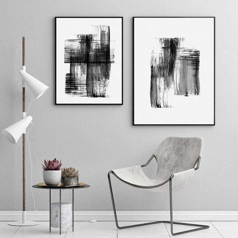 Abstracte Tintenbürstenstriche - Leinwand Wandkunstdruck