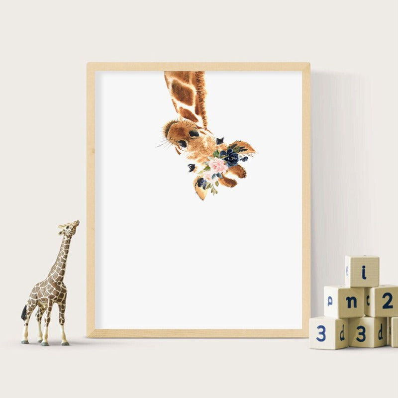 Süße Giraffe Traum Aquarell - Leinwand Wandkunst Druck