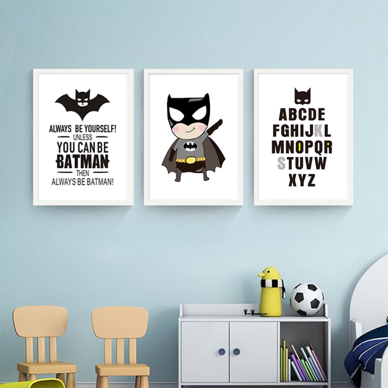Klassisches Cartoon Batman Kinder-Canvas-Wandkunst-Druck