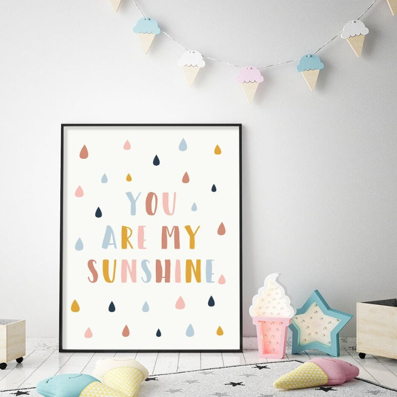 Happy Color You Are My Sunshine Kinderzimmer - Leinwand Wandkunst Druck