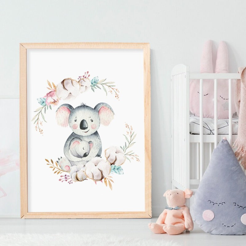 Loving Koala Mutter & Baby Girlande - Canvas Wandkunst Druck
