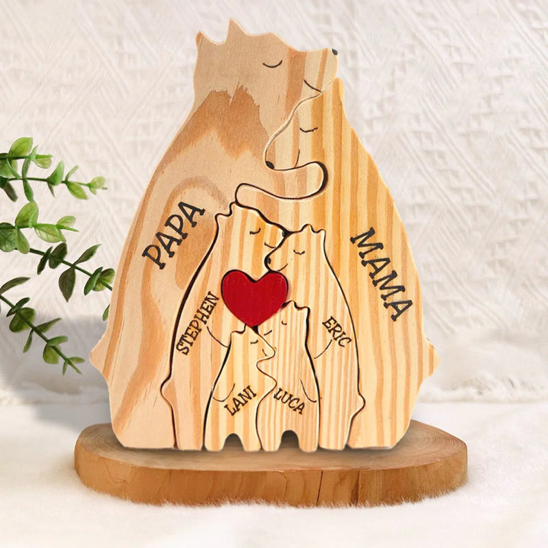 Personalisiertes Holz-Bärenfamilien-Puzzle