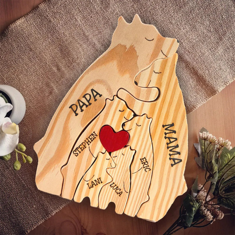 Personalisiertes Holz-Bärenfamilien-Puzzle
