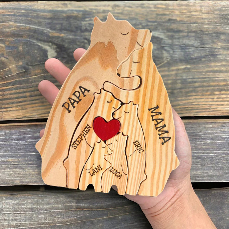 Personalisiertes Holz-Bärenfamilien-Puzzle