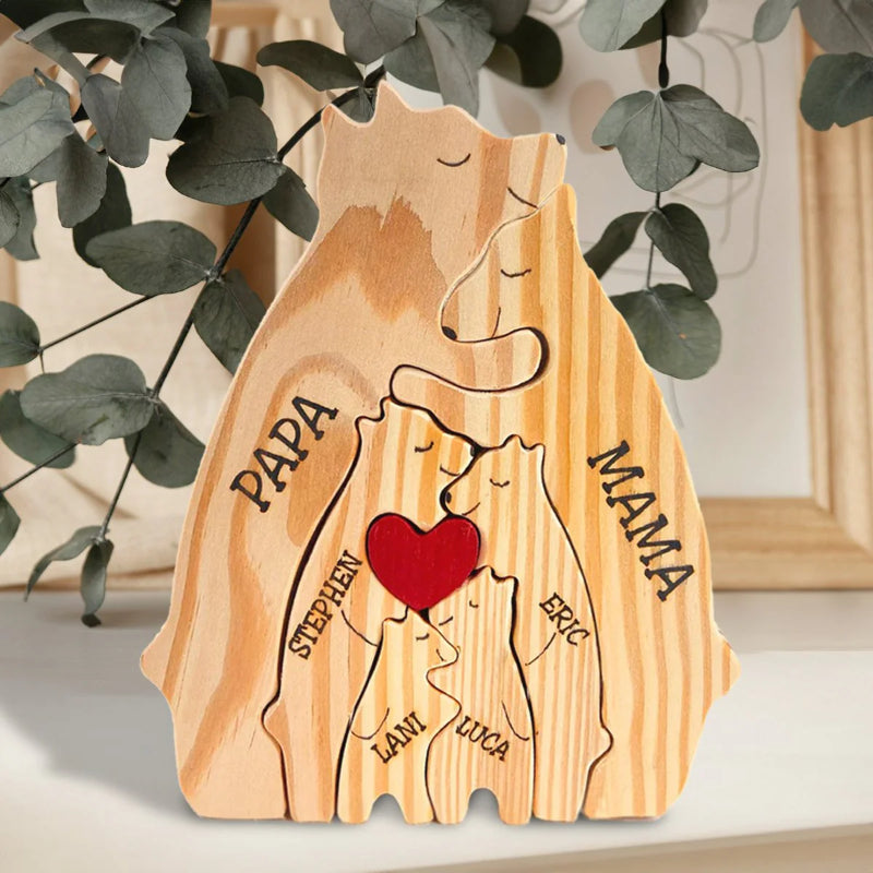 Personalisiertes Holz-Bärenfamilien-Puzzle