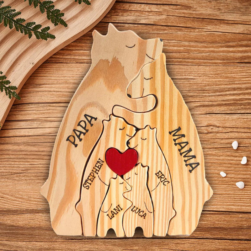 Personalisiertes Holz-Bärenfamilien-Puzzle