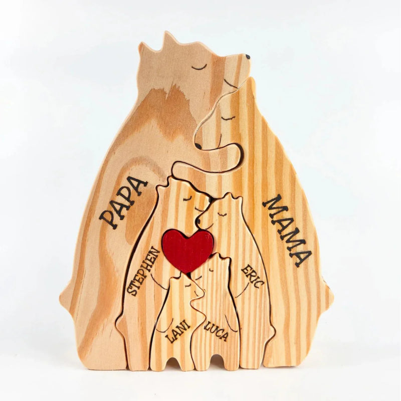 Personalisiertes Holz-Bärenfamilien-Puzzle